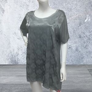 Johnny Was Olive Green Short Sleeve Top